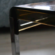 Table d'appoint plexi fumé chrome vintage