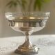 Antique glass and silver-plated metal cup
