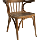 Curved wooden armchair