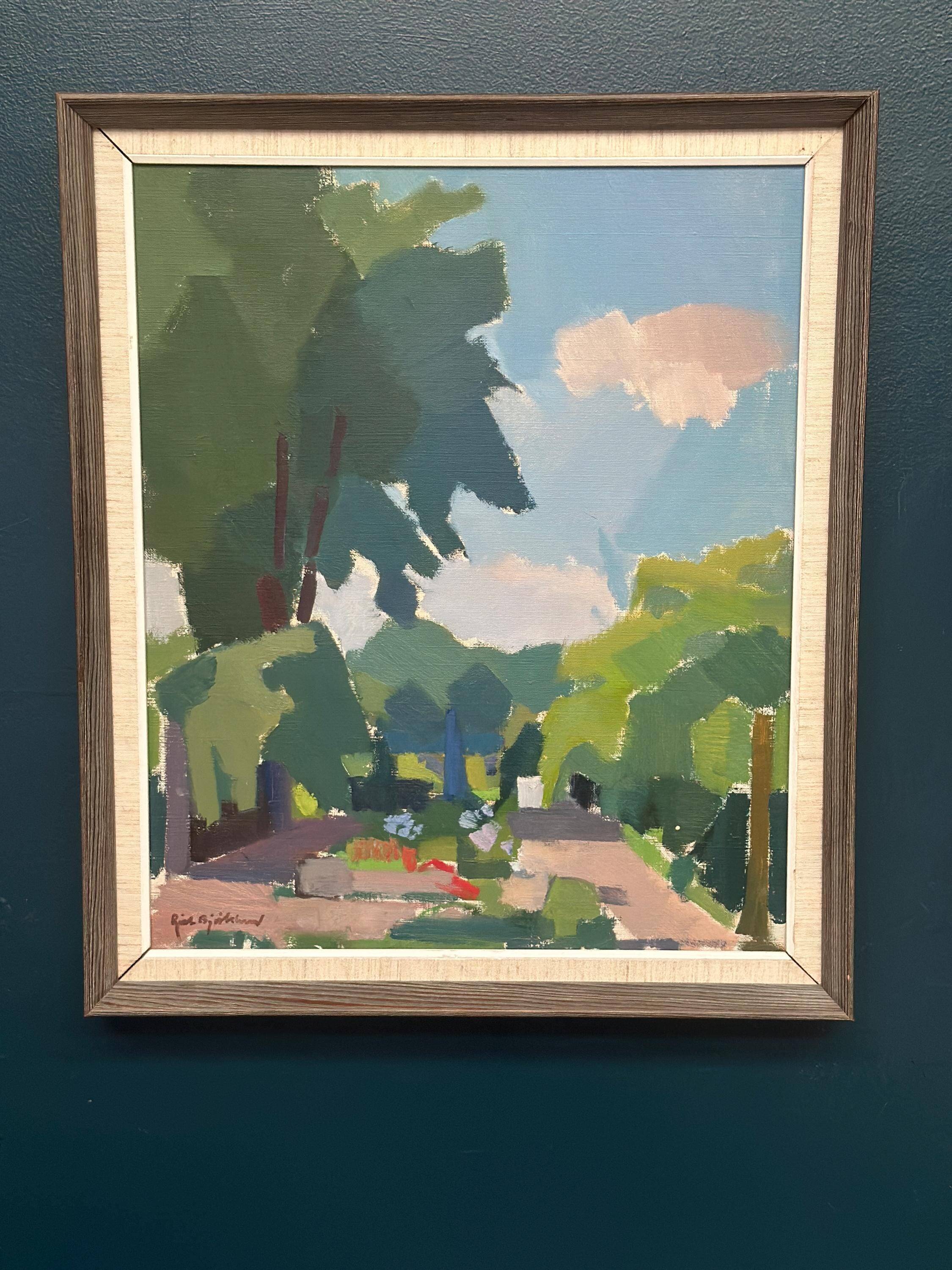 Original Swedish Oil on Canvas – “Garden” by Richard Björklund – Signed