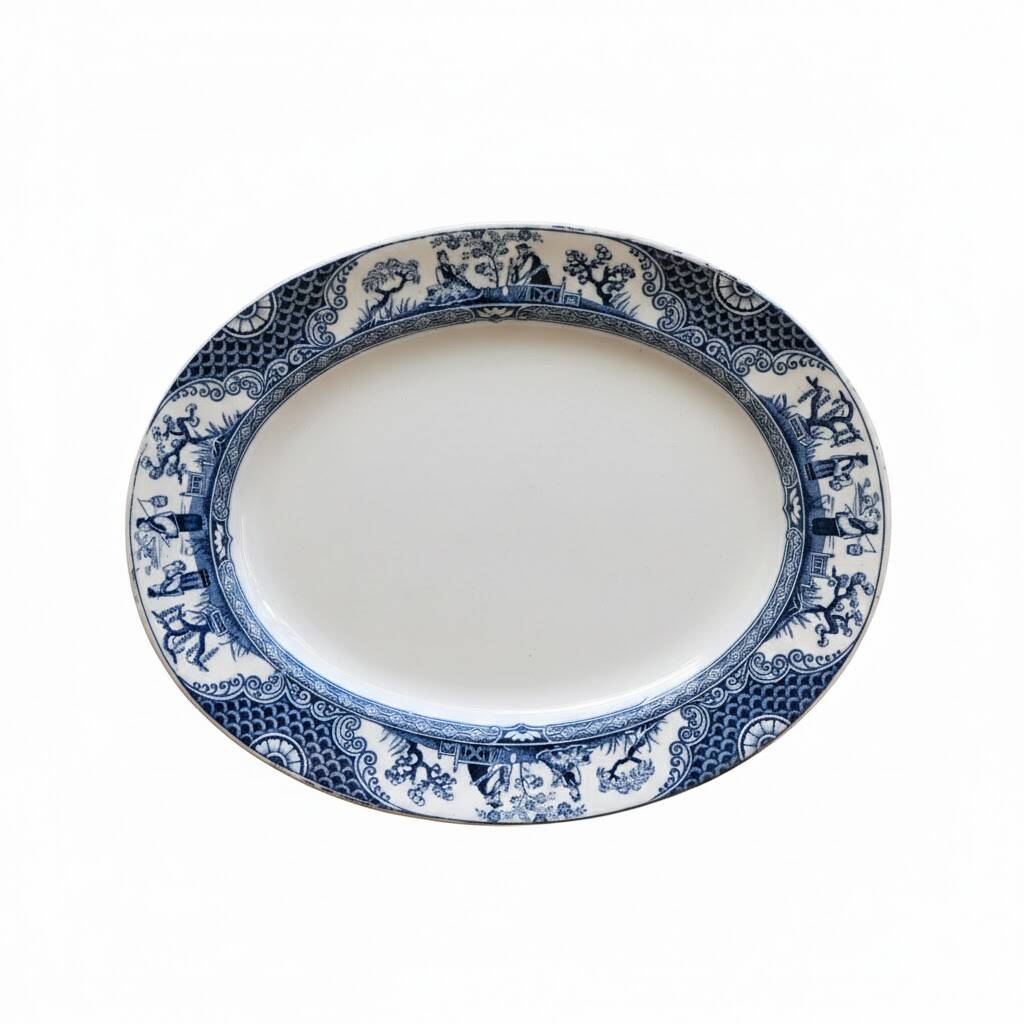 Adderleys Ltd Plate motif Nankin Made in 1912 Blue and white stoneware plate