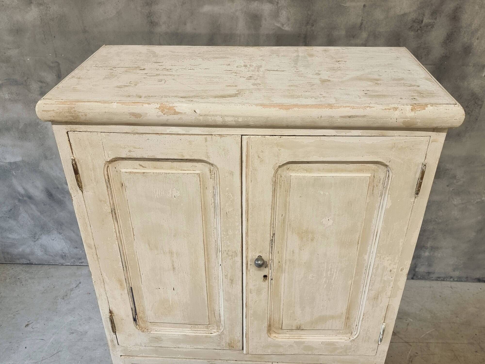 Armoire ancienne française brocante blanche avec tiroirs 83x148 cm