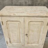 Antique French white flea market cabinet with drawers 83x148 cm