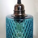 Lampe baladeuse en verre bleu vintage
