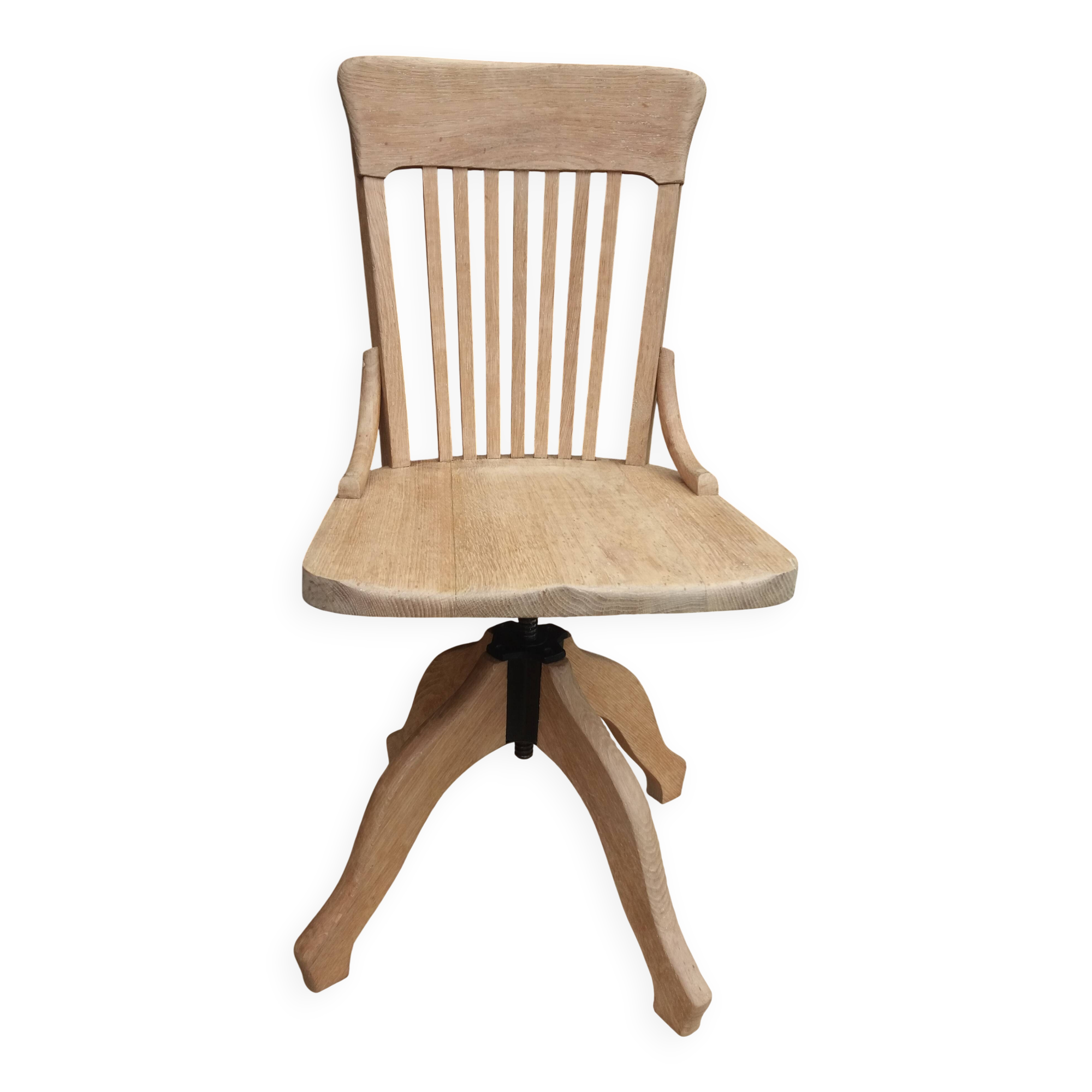 Solid oak swivel office chair