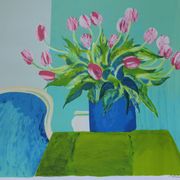 Bouquet of tulips, lithograph signed by Roger Mühl, printed by Mourlot, c. 1980-1990