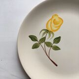 Assiette en faience de Digoin décorée d’une rose jaune
