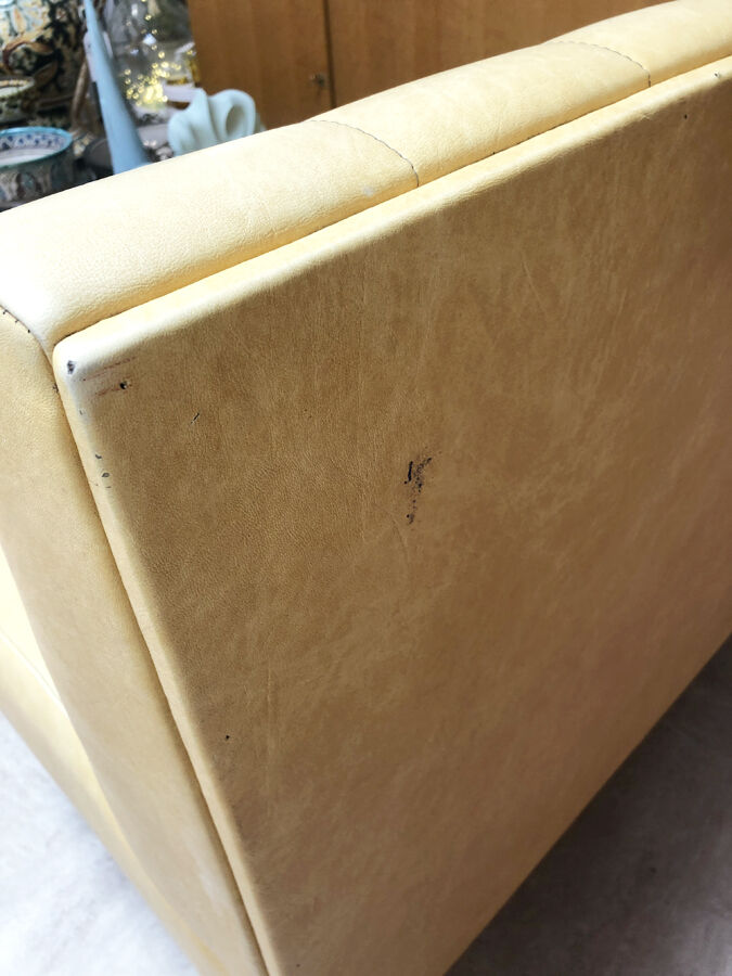 Yellow vintage bistro bench, 1960