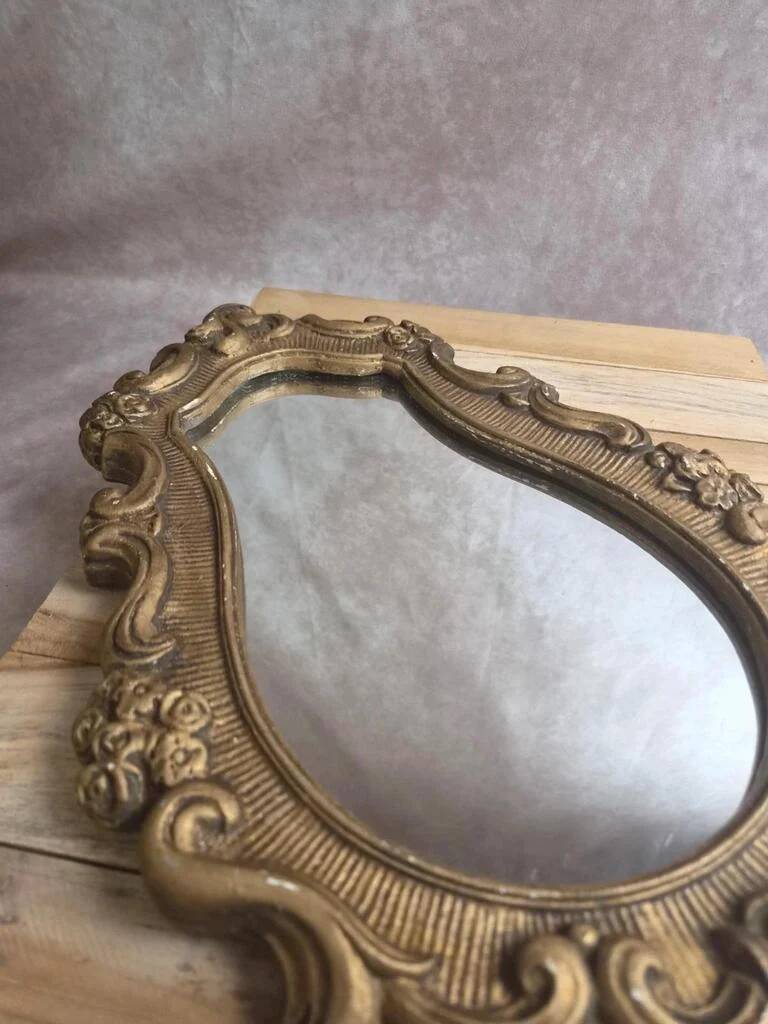 Antique gilded stucco mirror – Louis XV rococo style – 42 cm