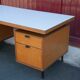 Wood desk and black metal structure with melamine top, Charron Edition, large office 2 boxes