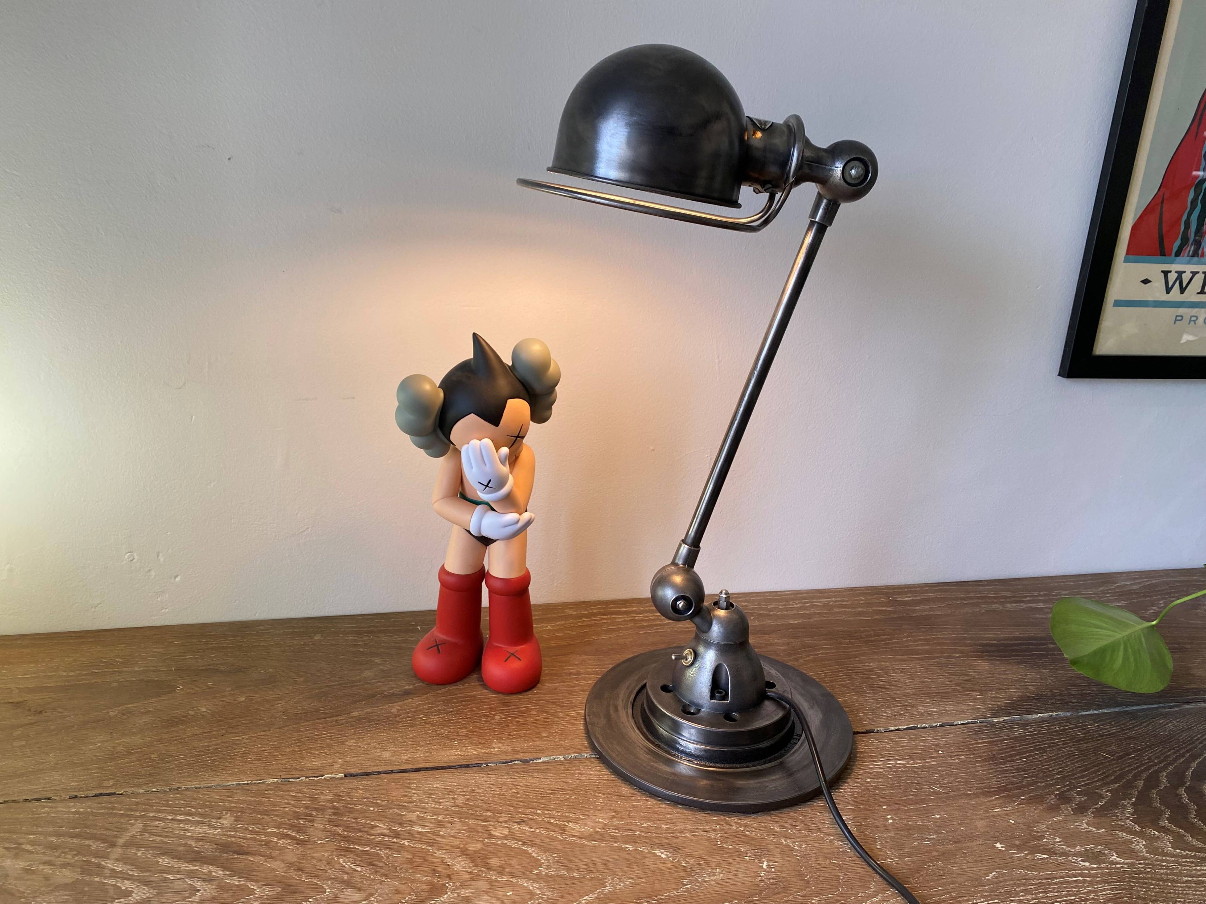 Jieldé lamp 1 arm 40cm industrial graphite Jean Louis Domecq 1950