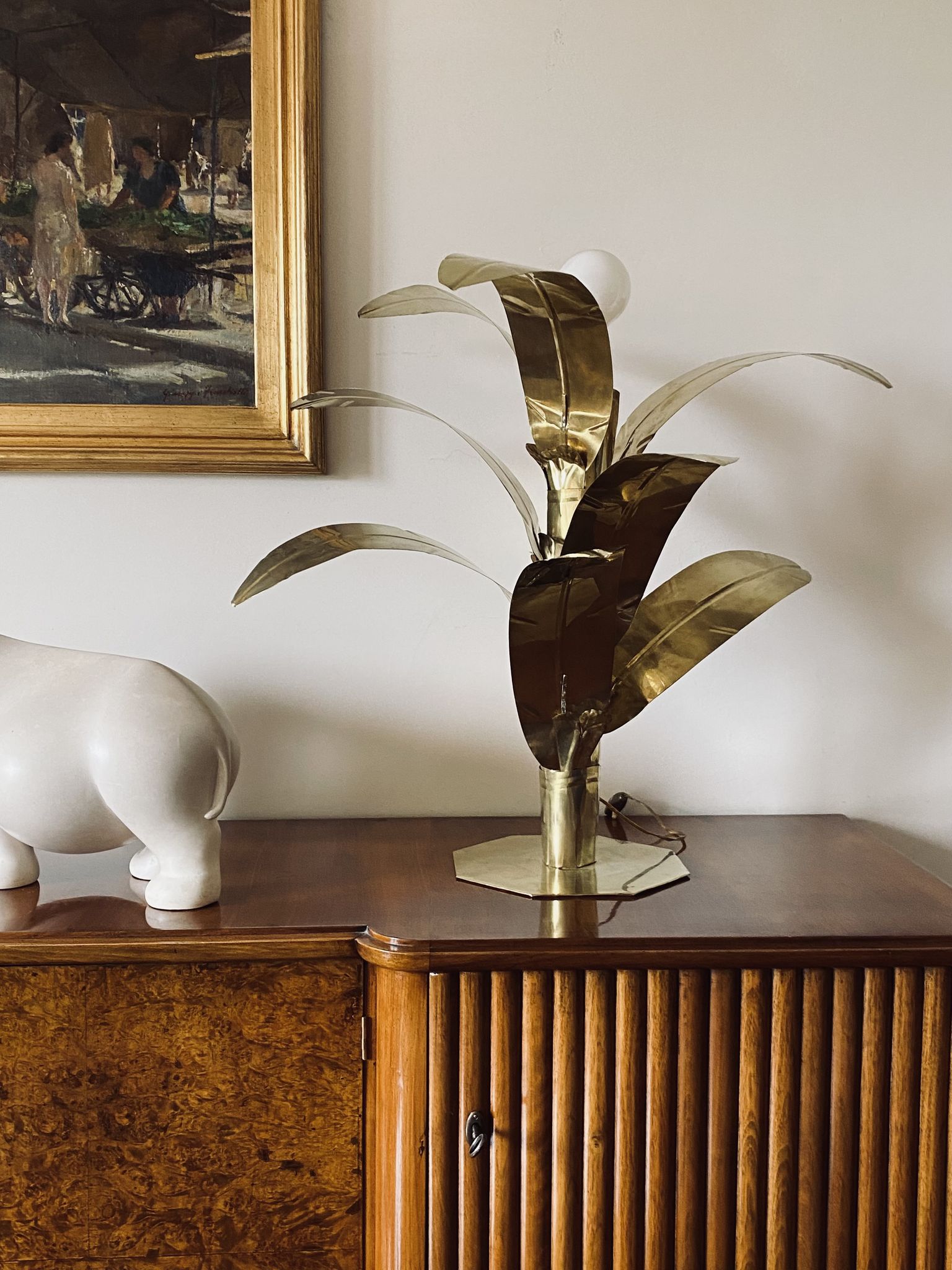 Palm tree brass floor/table lamp, Bottega Gadda Italy, 1960