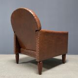 Leather art deco club chair from france, early 1900