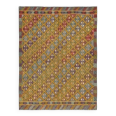 Tapis vintage turc Oushak fait main en laine et coton jaune 162x212
