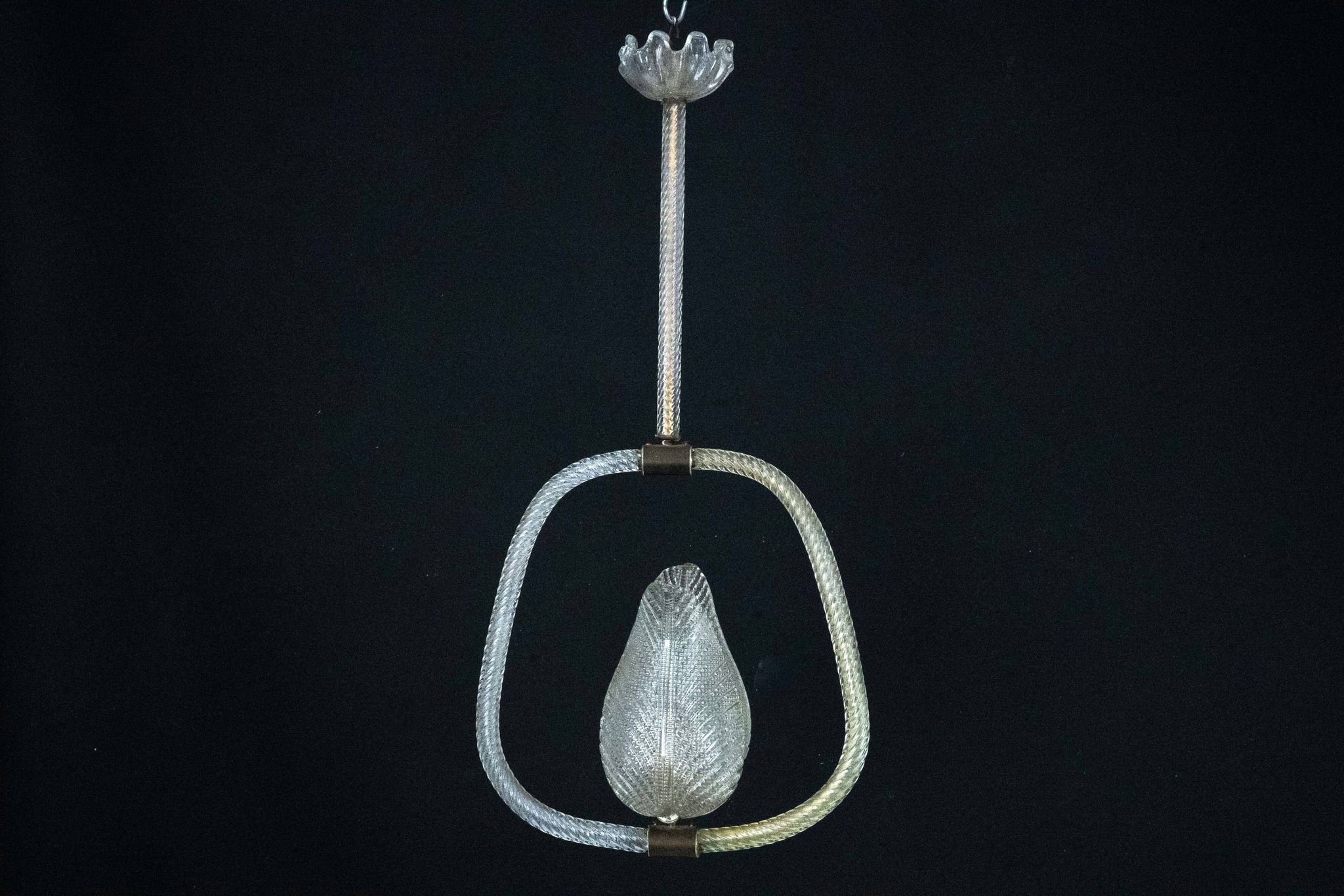 Ercole Barovier Murano glass chandelier. Italy 1940s