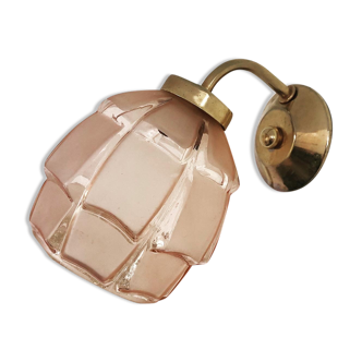 Art Deco wall lamp in pink glass