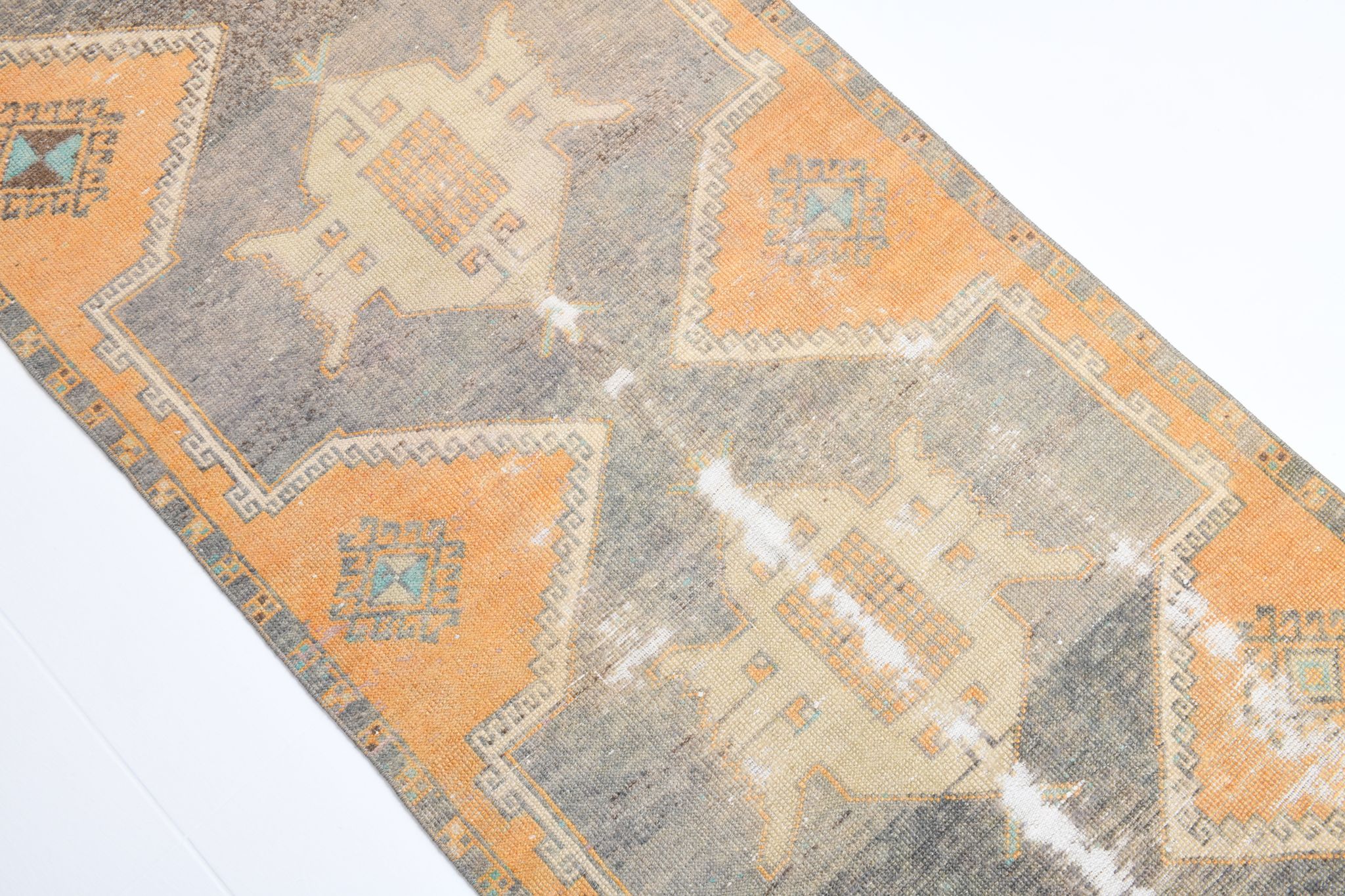 3x11 orange vintage runner rug, 88x341cm