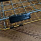 Metal desk shelf with sliding compartment, German-made Scharzwald brand, 1950s