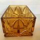Old yellow thick glass desk organizer
