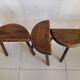 Trio of stools solid wood tripod brutal vintage brutalist