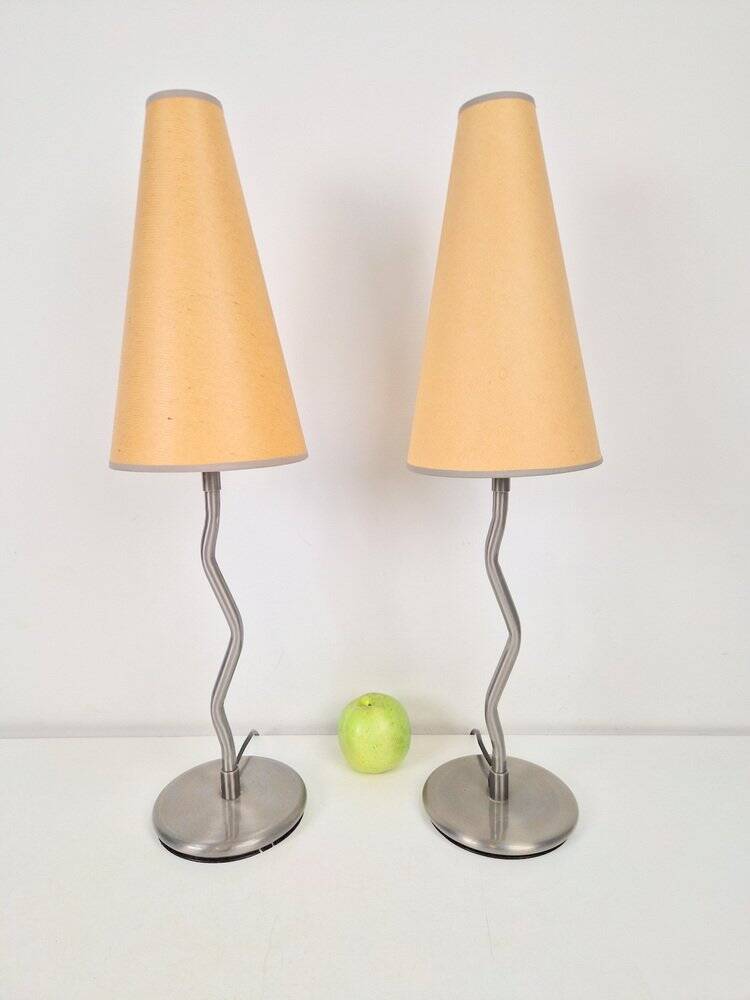 Lampes de table vintage Squiggle Antimon Zigzag d'Ikea, années 1990, ensemble de 2