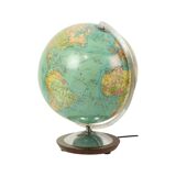 Large Illuminated World Globe Lamp Columbus Fifties