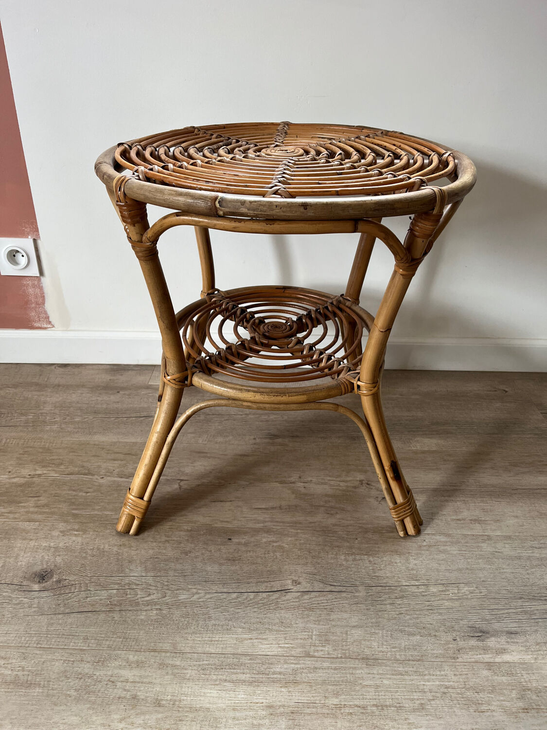 Rattan side table