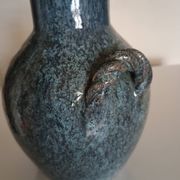 Accolay pottery Yonne - Double handle woven vase - Blue-grey glazed stoneware