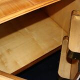 Art deco sideboard in maple, leather and  glass. Laszlo Hoenig, London 1940