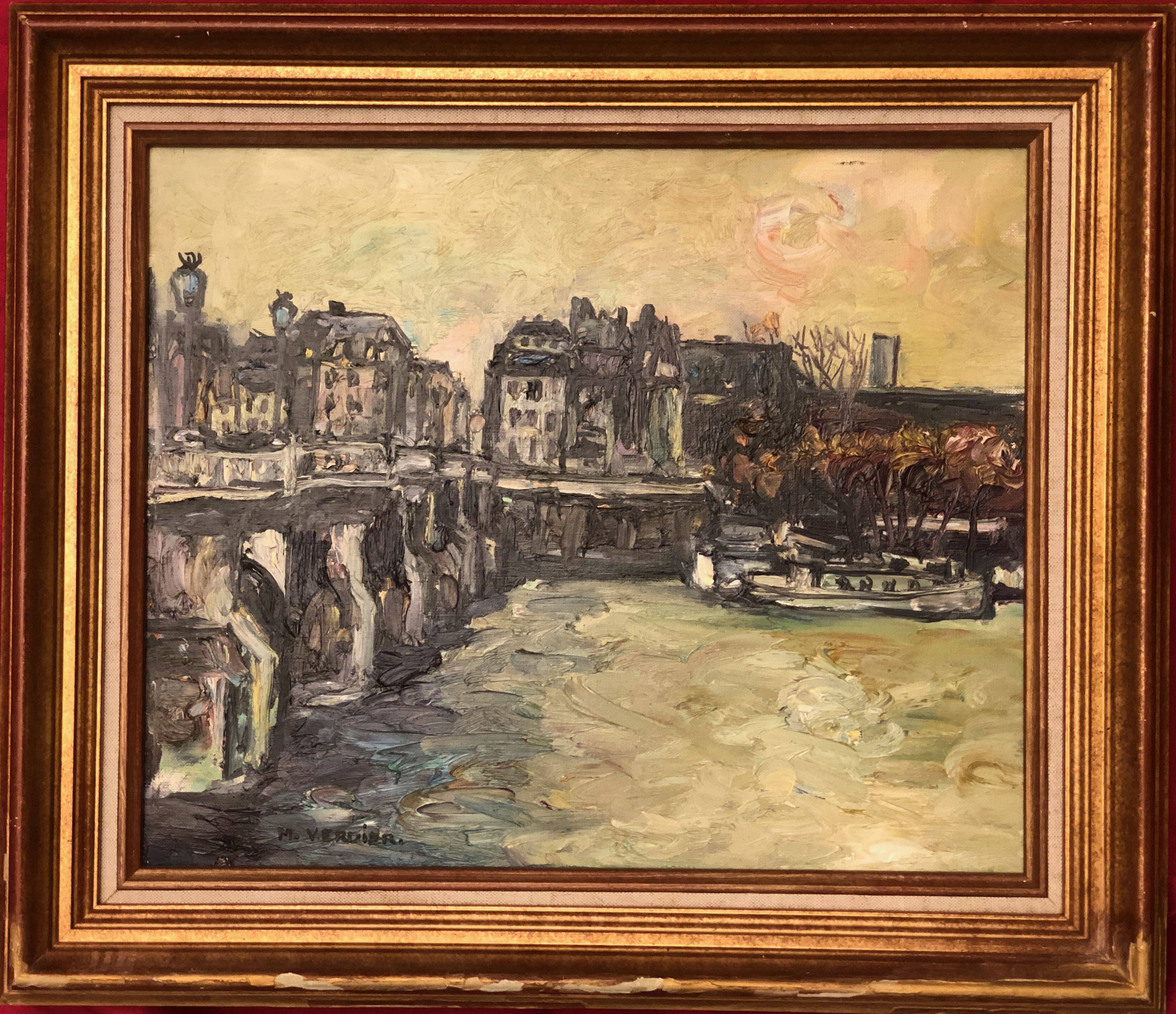 Pont Neuf in Paris, morning light by Maurice Verdier, School of Paris