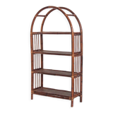 Vintage rattan floor bookcase. France, 1960s