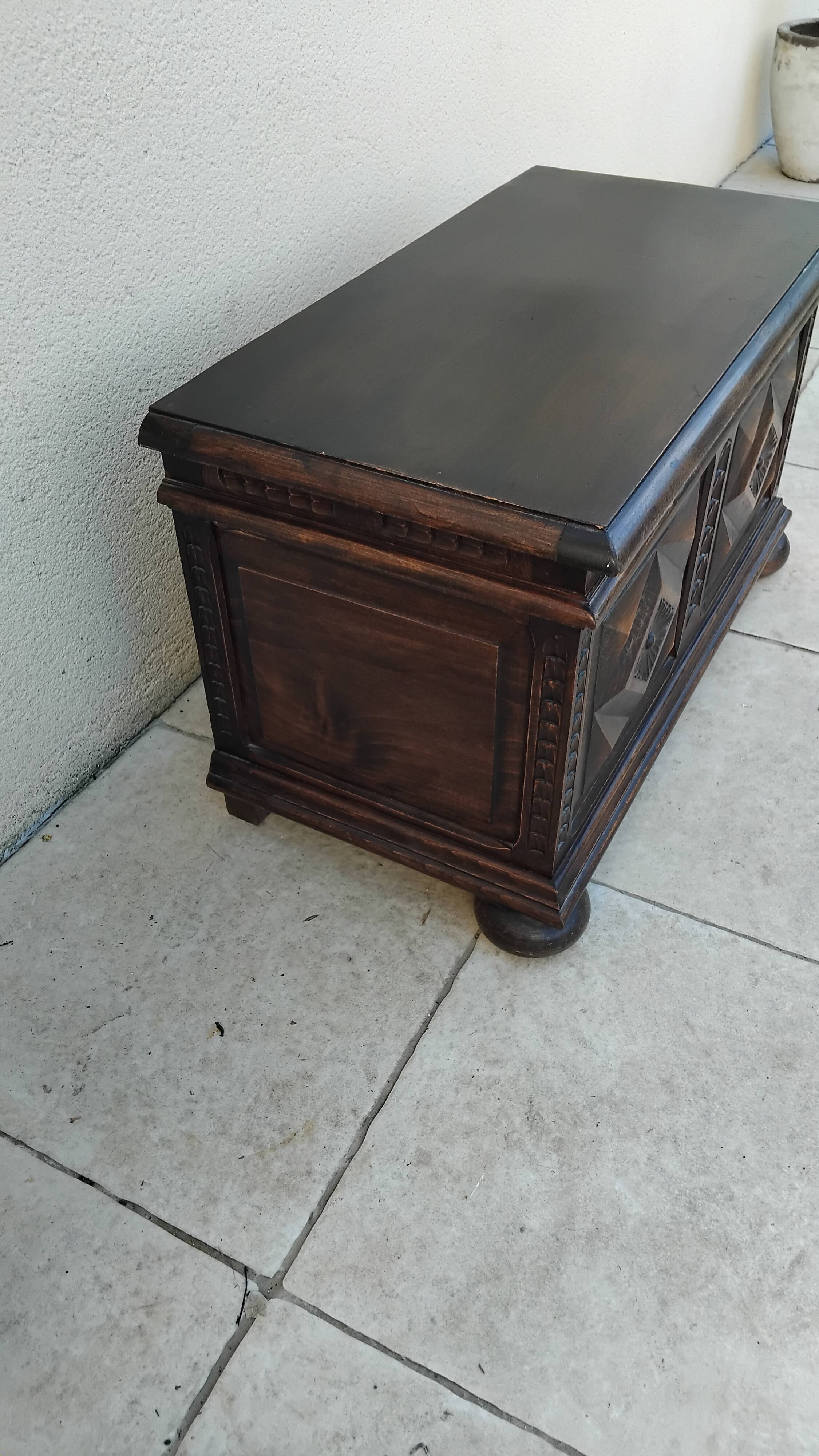 Old vintage wooden chest old toy