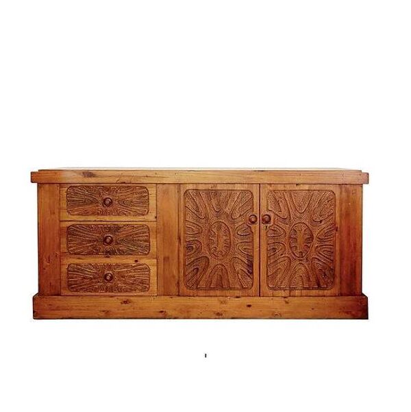 Mid-century Brutalist solid wood Sideboard