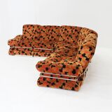 Vintage Italian Modular Sofa orange velvet 1970s