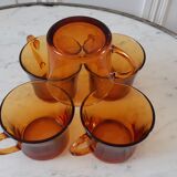 Set of 5 amber coffee cups 70s
