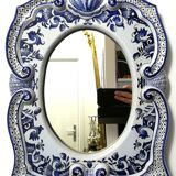 Miroir en faïence vieux Rouen 43x33cm