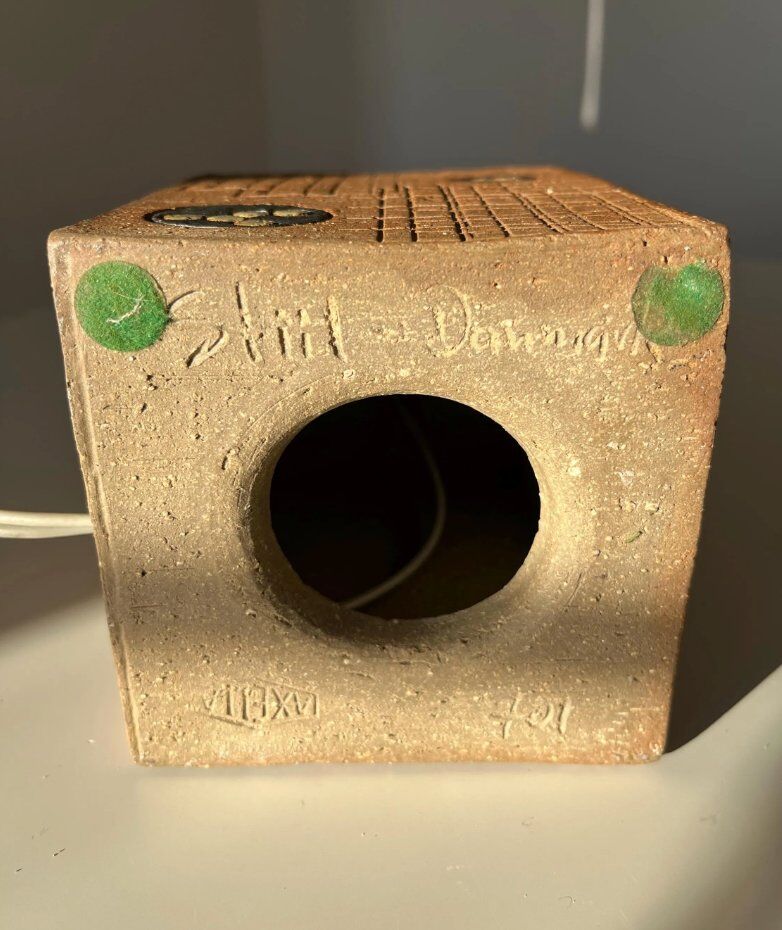 Vintage Danish table lamp in stoneware by Mette Løkke Stiil for Axella, 1970s