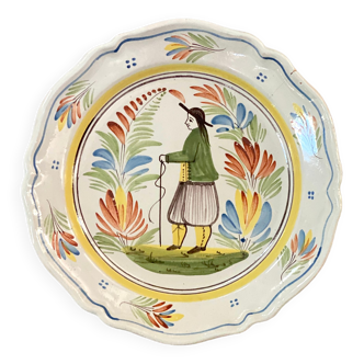 Large round dish in Henriot de Quimper earthenware - Circa 1900 - Brittany