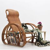 Fauteuil en rotin inclinable italien des années 1950