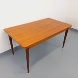 Vintage Scandinavian style rectangular dining table from the 50s 60s in teak with extensions