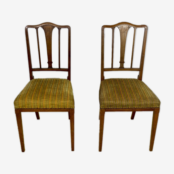 Deux chaises Art Déco velour rayé jaune et noir