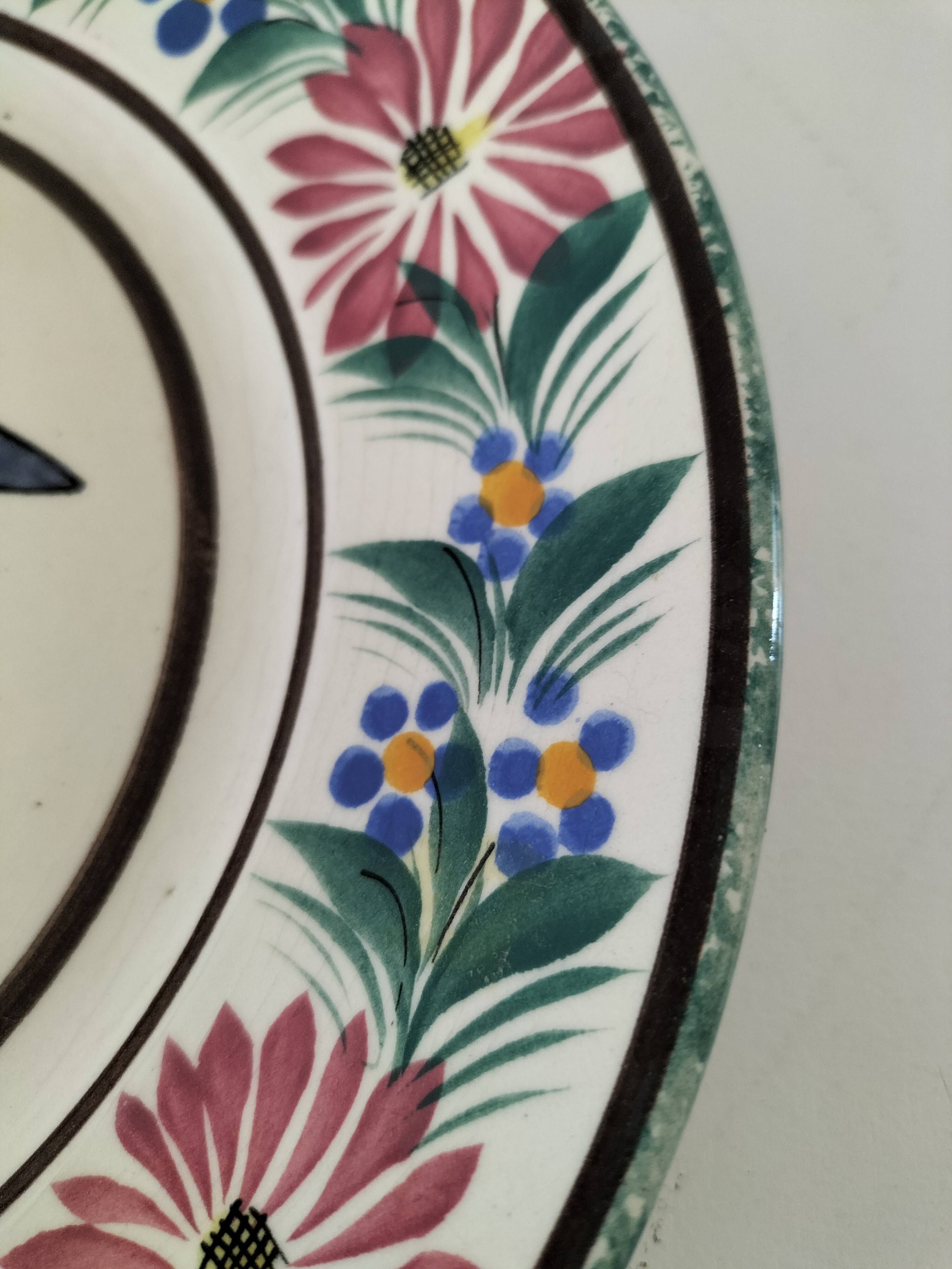 Antique HB Quimper plate – Portrait of a Breton – circa 1930