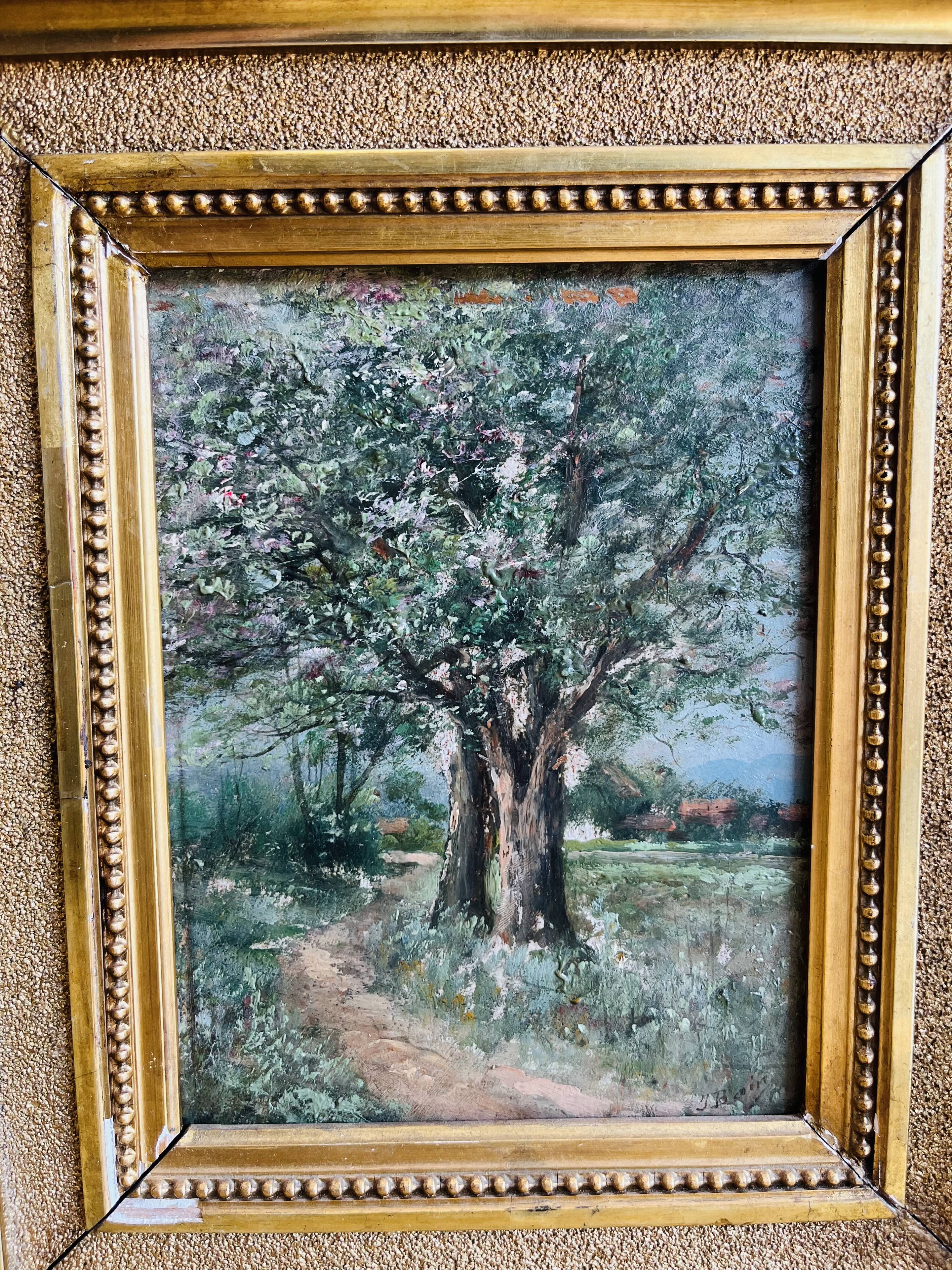 Oil painting on panel jean bain (19th-20th century)