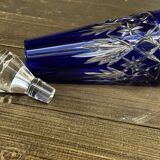 Carafe Art-Deco - Cristal Saint-Louis - Taillé et Bleu Cobalt H 22 cm