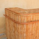Rattan bar with 3 vintage stools
