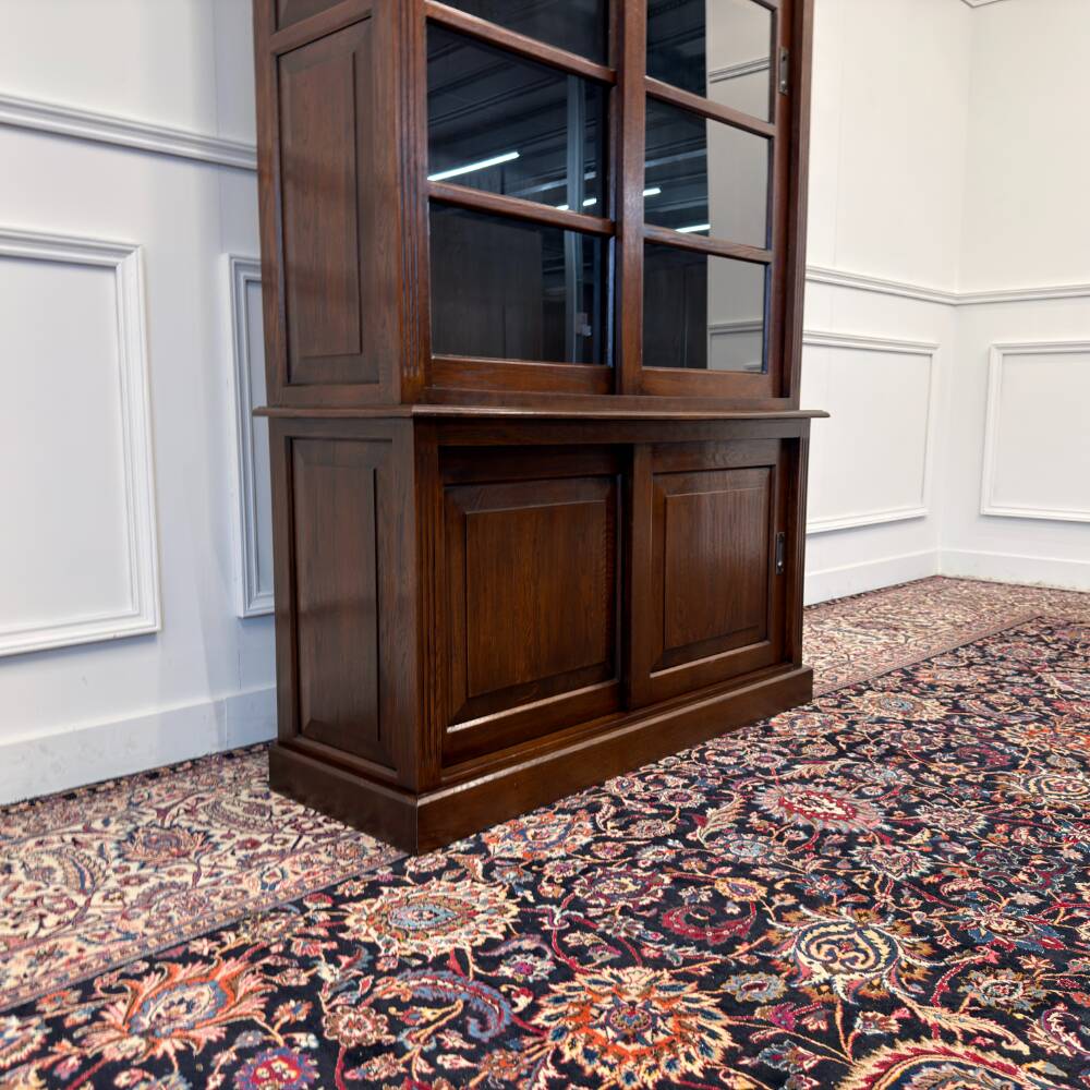 Classic English Bookcase with Glass Sliding Doors