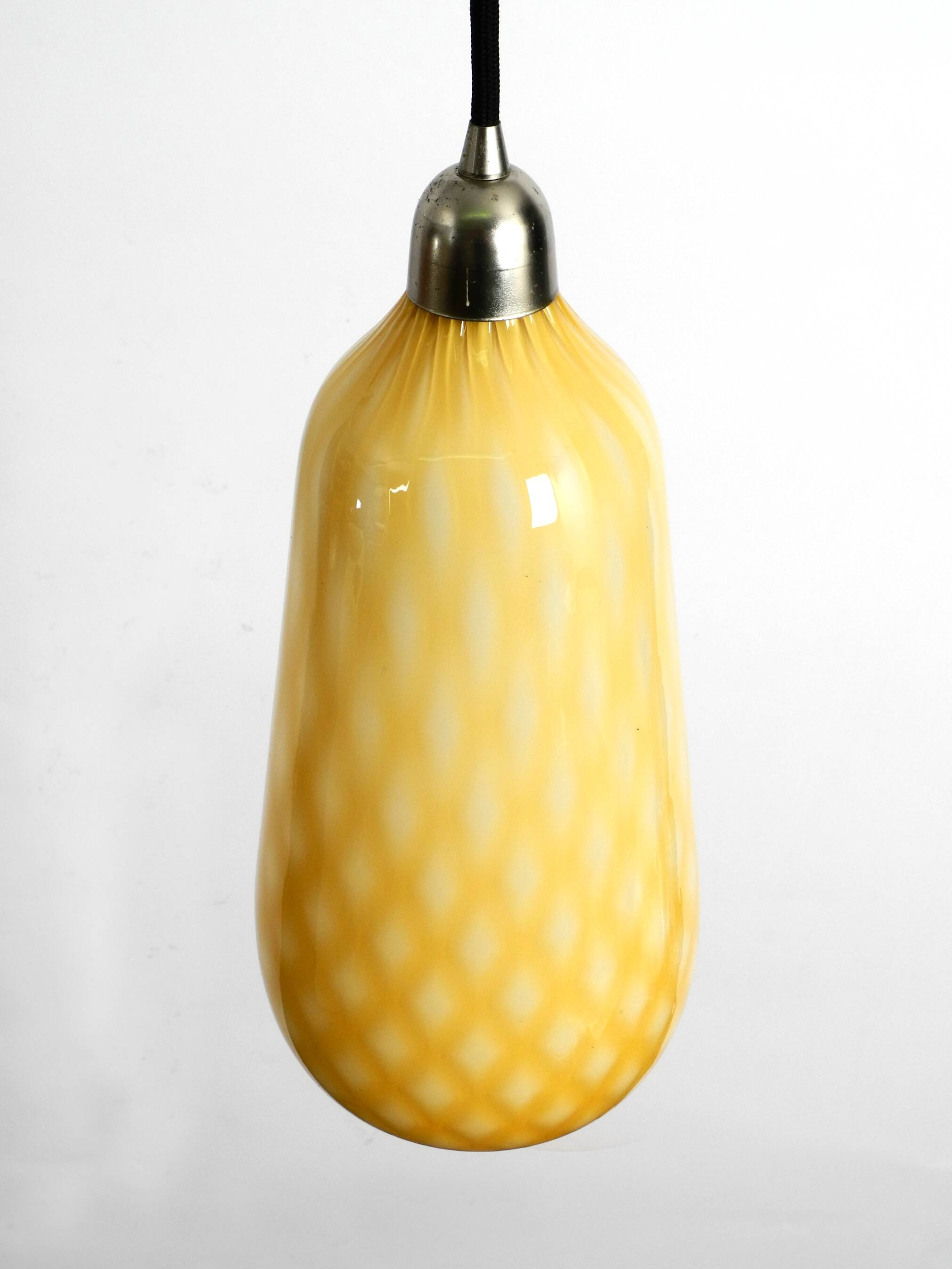 Beautiful yellow & white italian Mid Century Murano glass pendant lamp