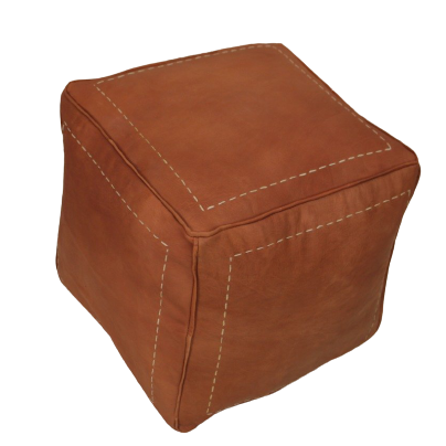 Moroccan square pouf brown wood