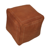 Moroccan square pouf brown wood