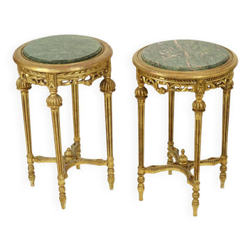 Antique French side tables in marble in Empire style.